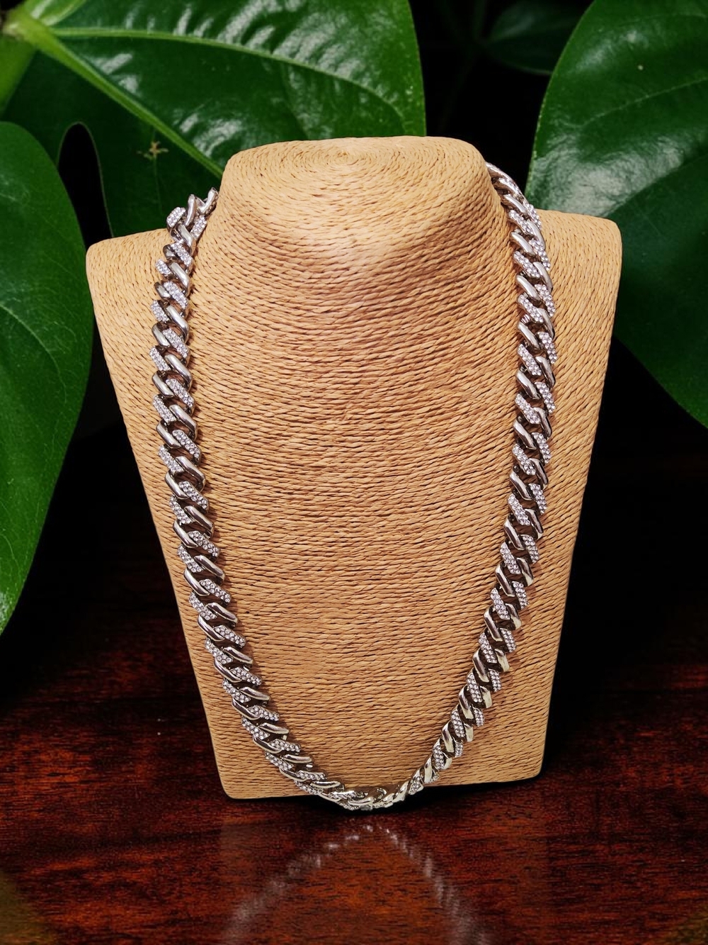 New Silver Cuban Link Chain Necklace